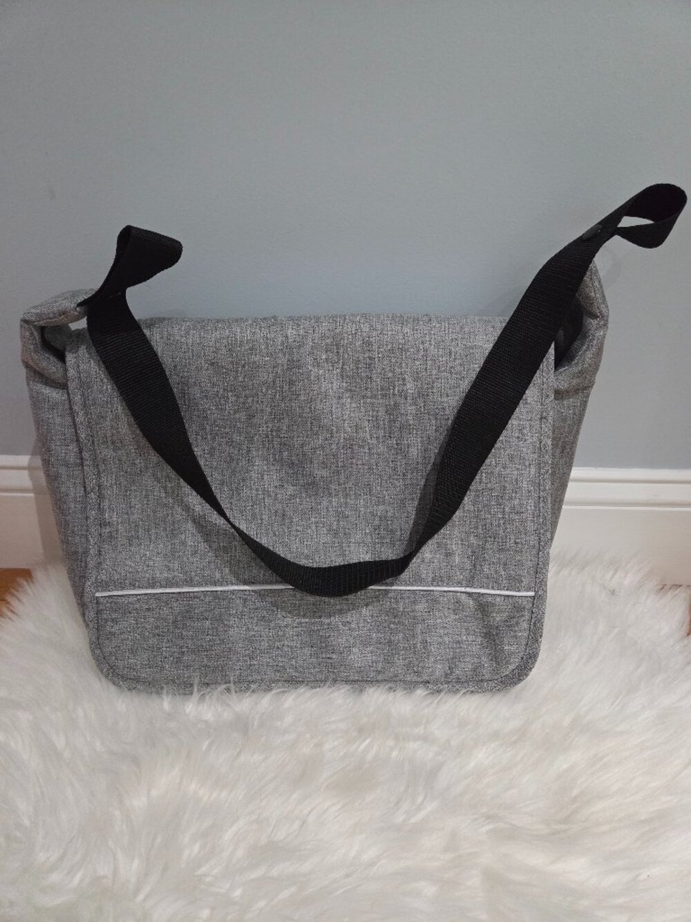Gray Messenger Style Diaper Bag